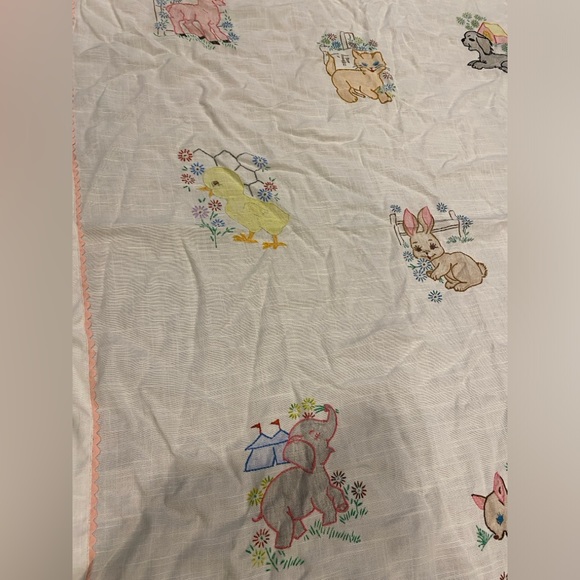 Hand Embroidered/Painted Vintage Spring Tablecloth - Picture 3 of 3